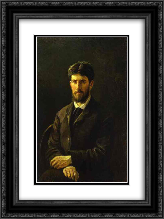Portrait of Piotr Ge, the Artist's Son 18x24 Black Ornate Wood Framed Art Print Poster with Double Matting by Ge, Nikolai
