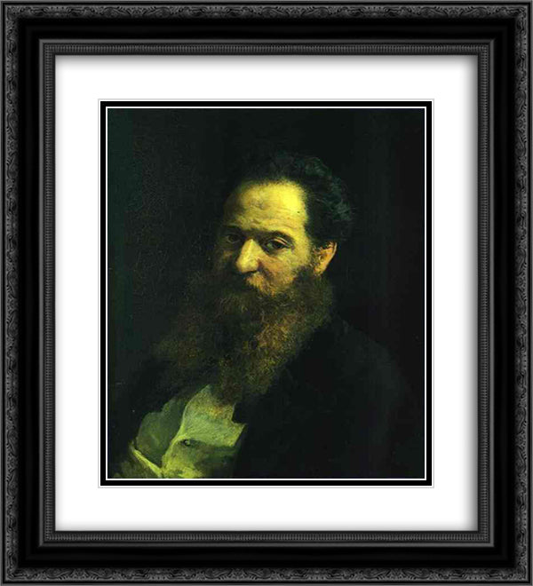 Portrait of the Physiologist Moriz Schiff 20x22 Black Ornate Wood Framed Art Print Poster with Double Matting by Ge, Nikolai