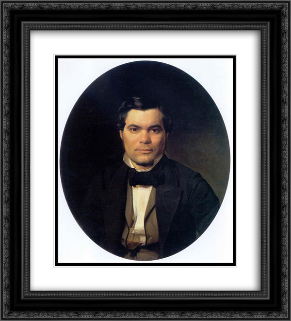 Portrait of Yakov Merkulov 20x22 Black Ornate Wood Framed Art Print Poster with Double Matting by Ge, Nikolai