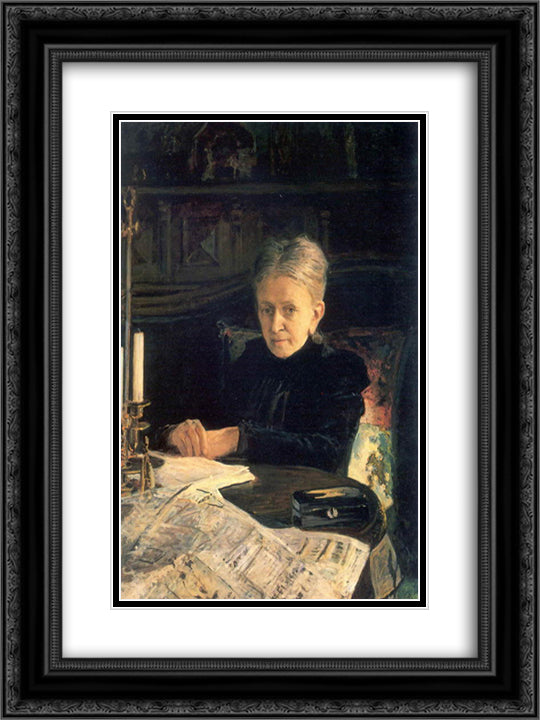 Portrait of Yelena Likhachova 18x24 Black Ornate Wood Framed Art Print Poster with Double Matting by Ge, Nikolai