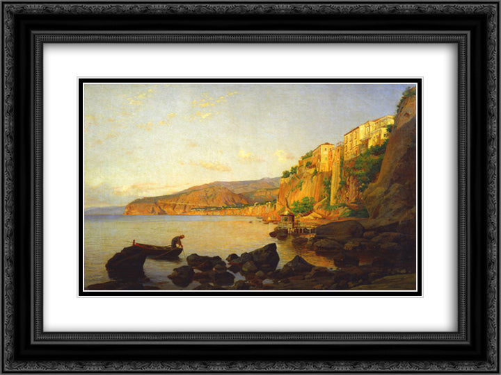 Sorrento 24x18 Black Ornate Wood Framed Art Print Poster with Double Matting by Ge, Nikolai