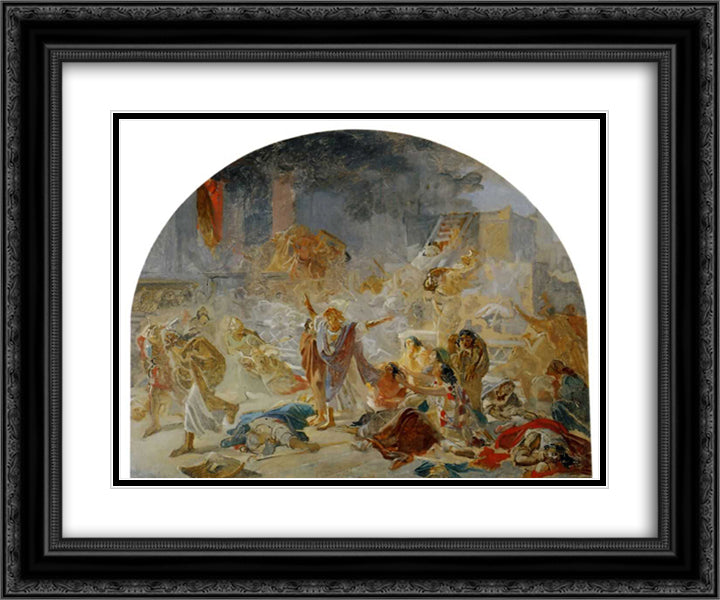 The destruction of the Temple in Jerusalem 24x20 Black Ornate Wood Framed Art Print Poster with Double Matting by Ge, Nikolai