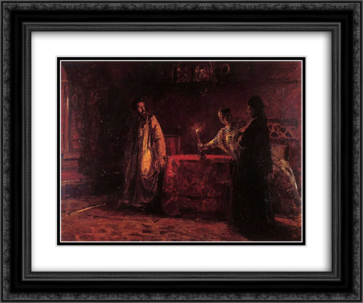 Tsar Boris and the Queen Martha 24x20 Black Ornate Wood Framed Art Print Poster with Double Matting by Ge, Nikolai