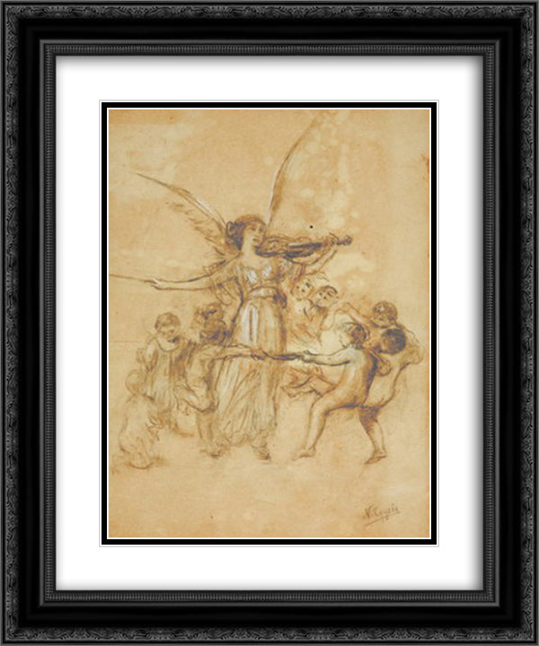 Draft of Arts and Spirits 20x24 Black Ornate Wood Framed Art Print Poster with Double Matting by Gyzis, Nikolaos