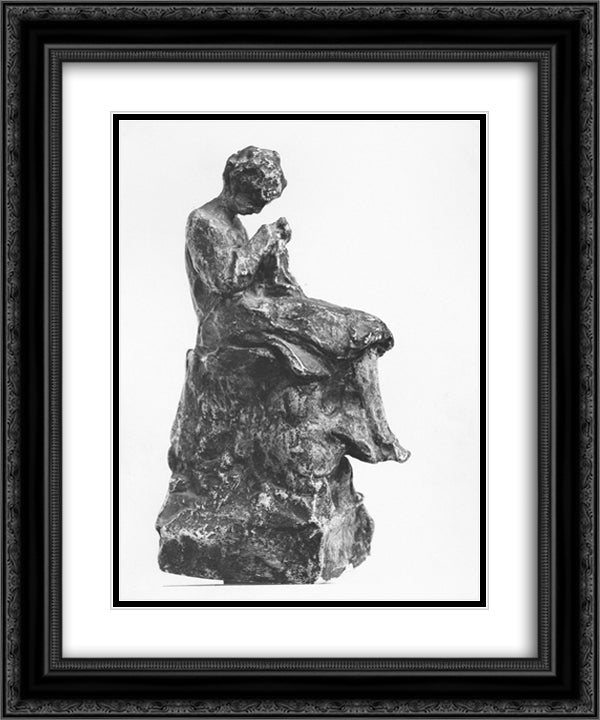 Girl knitting 20x24 Black Ornate Wood Framed Art Print Poster with Double Matting by Gyzis, Nikolaos