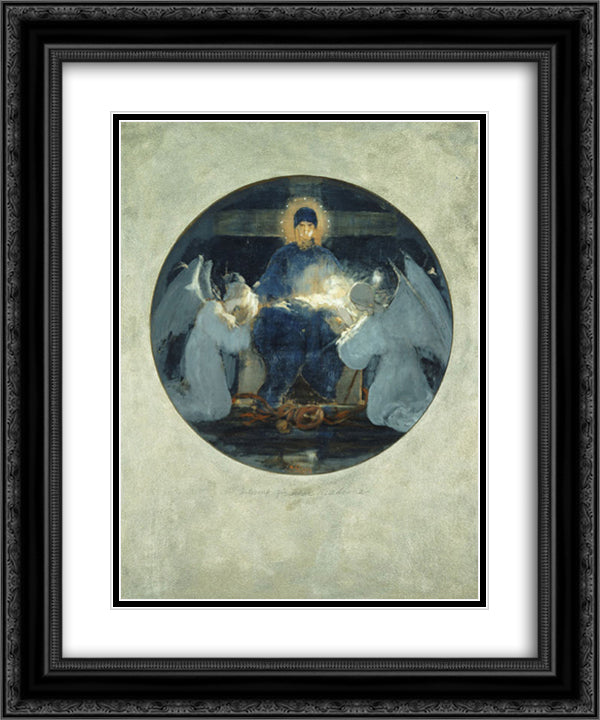 Mother of God, study 20x24 Black Ornate Wood Framed Art Print Poster with Double Matting by Gyzis, Nikolaos