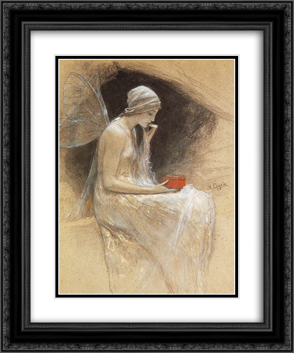 Psyche 20x24 Black Ornate Wood Framed Art Print Poster with Double Matting by Gyzis, Nikolaos