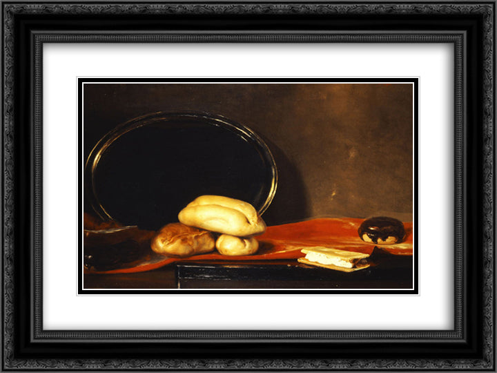 Table or bread 24x18 Black Ornate Wood Framed Art Print Poster with Double Matting by Gyzis, Nikolaos
