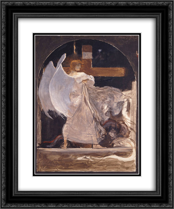 The Archangel, Study for The Grounding of Faith 20x24 Black Ornate Wood Framed Art Print Poster with Double Matting by Gyzis, Nikolaos