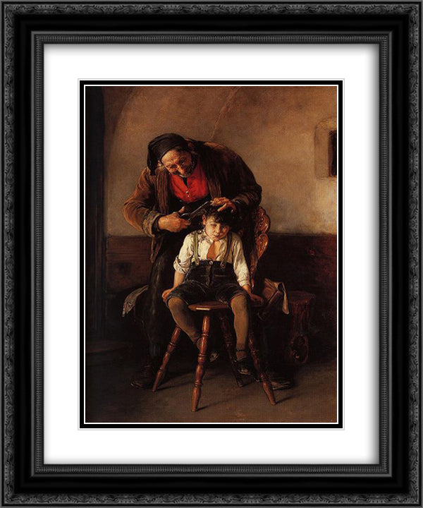 The barber 20x24 Black Ornate Wood Framed Art Print Poster with Double Matting by Gyzis, Nikolaos