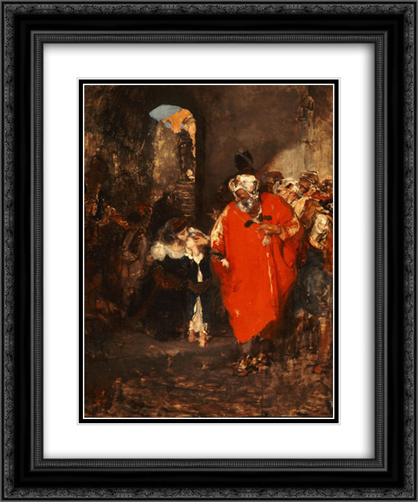 The slave market 20x24 Black Ornate Wood Framed Art Print Poster with Double Matting by Gyzis, Nikolaos