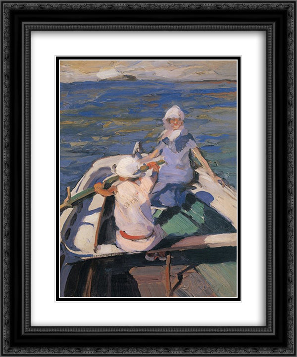 In the Boat 20x24 Black Ornate Wood Framed Art Print Poster with Double Matting by Lytras, Nikolaos