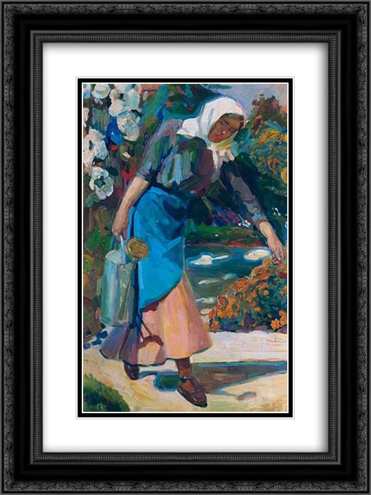 In the garden 18x24 Black Ornate Wood Framed Art Print Poster with Double Matting by Lytras, Nikolaos
