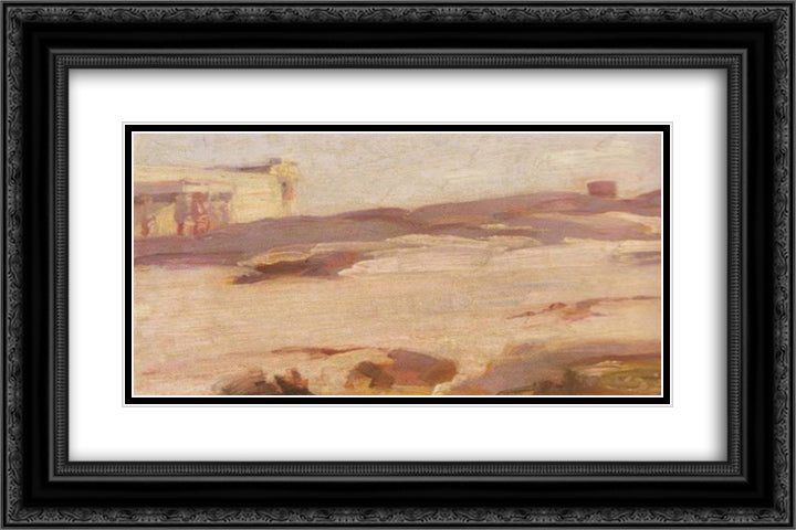 Landscape,Karyatides 24x16 Black Ornate Wood Framed Art Print Poster with Double Matting by Lytras, Nikolaos