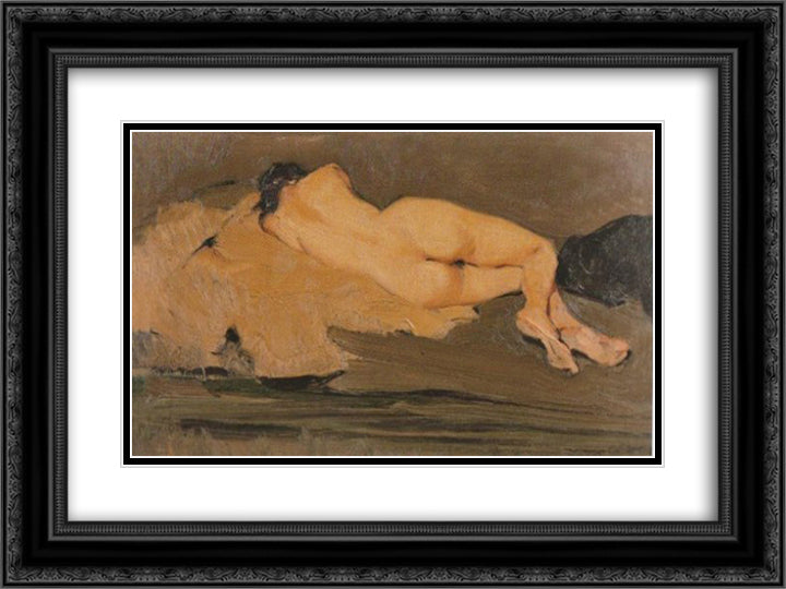 Nude 24x18 Black Ornate Wood Framed Art Print Poster with Double Matting by Lytras, Nikolaos