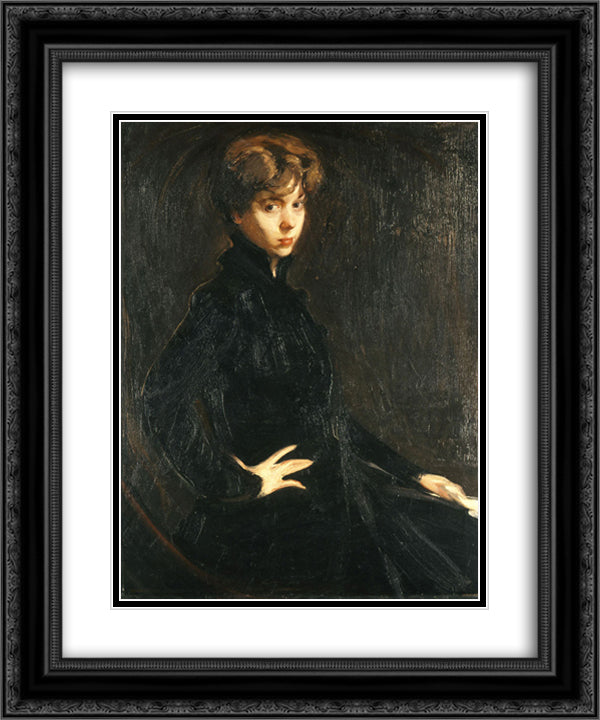 Portrait of Mlle.M. Horsch 20x24 Black Ornate Wood Framed Art Print Poster with Double Matting by Lytras, Nikolaos