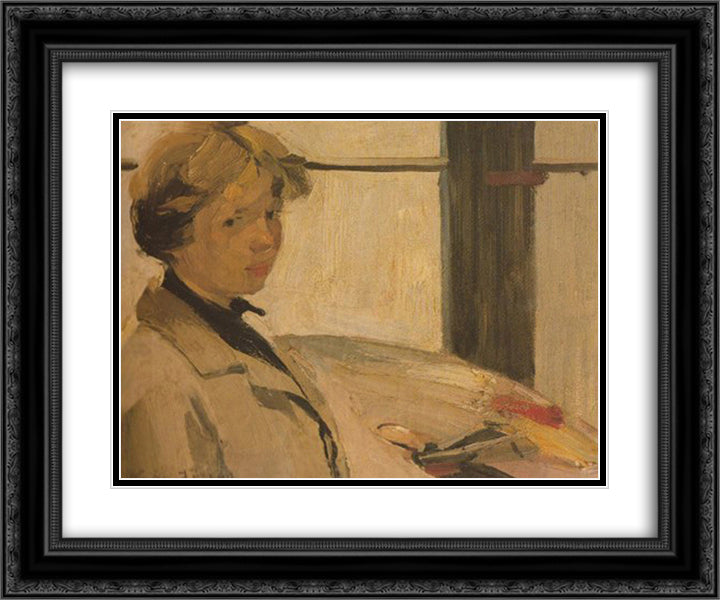 Portrait of painter Maria Hors 24x20 Black Ornate Wood Framed Art Print Poster with Double Matting by Lytras, Nikolaos