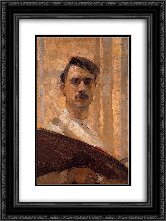 Self Portrait 18x24 Black Ornate Wood Framed Art Print Poster with Double Matting by Lytras, Nikolaos