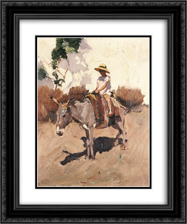 The Donkey 20x24 Black Ornate Wood Framed Art Print Poster with Double Matting by Lytras, Nikolaos