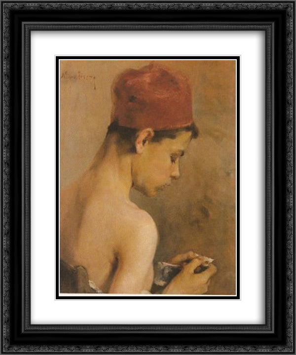 Young man 20x24 Black Ornate Wood Framed Art Print Poster with Double Matting by Lytras, Nikolaos