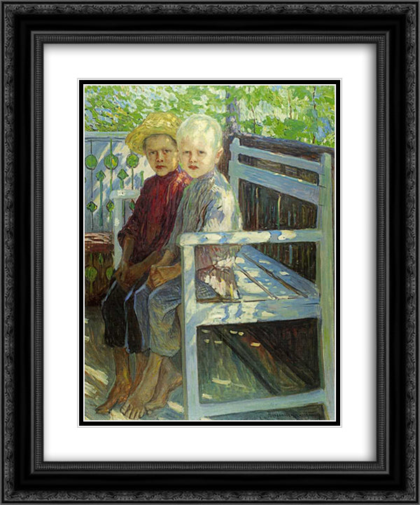 Children 20x24 Black Ornate Wood Framed Art Print Poster with Double Matting by Bogdanov Belsky, Nikolay