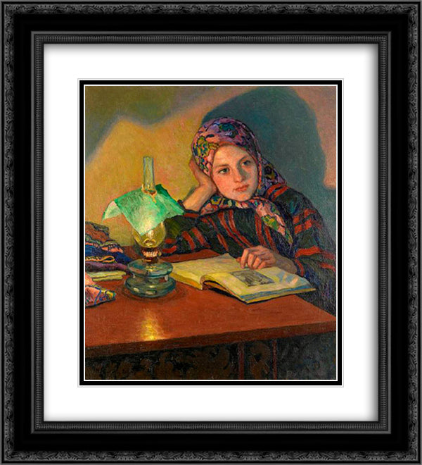 Inspiration 20x22 Black Ornate Wood Framed Art Print Poster with Double Matting by Bogdanov Belsky, Nikolay
