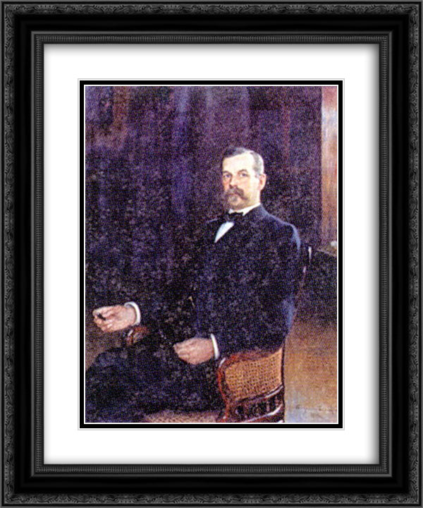 Oskar Backlund, Astronomer 20x24 Black Ornate Wood Framed Art Print Poster with Double Matting by Bogdanov Belsky, Nikolay