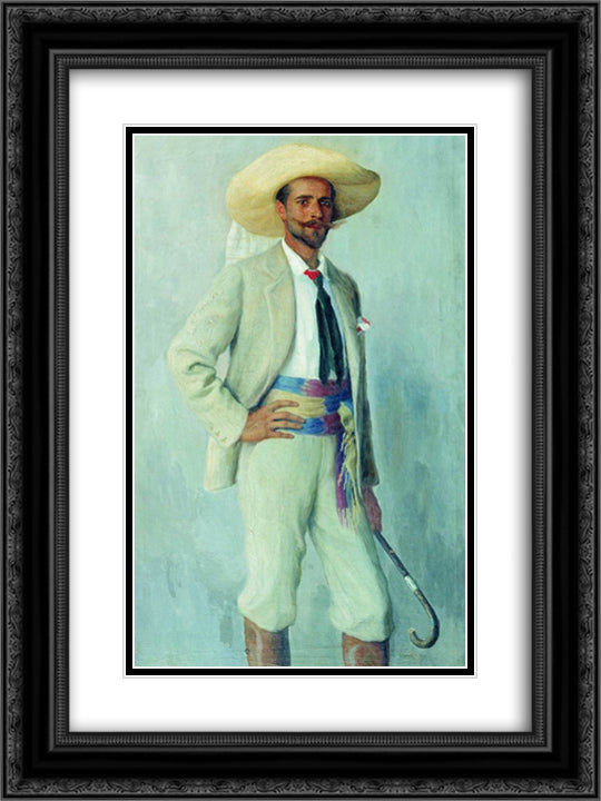 Portrait of A.Gorchakov 18x24 Black Ornate Wood Framed Art Print Poster with Double Matting by Bogdanov Belsky, Nikolay