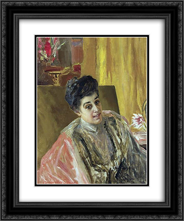 Portrait of a Woman 20x24 Black Ornate Wood Framed Art Print Poster with Double Matting by Bogdanov Belsky, Nikolay