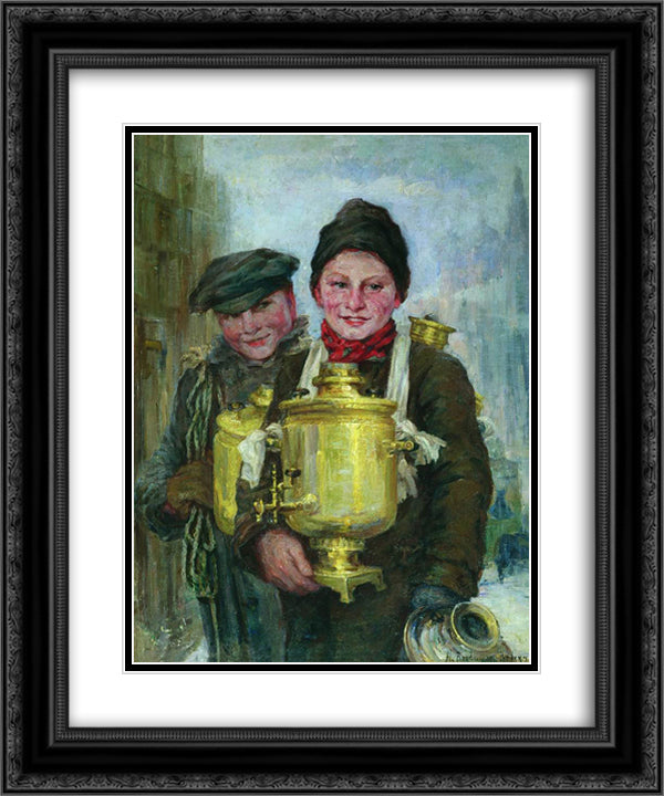 Sbitenshchiks 20x24 Black Ornate Wood Framed Art Print Poster with Double Matting by Bogdanov Belsky, Nikolay