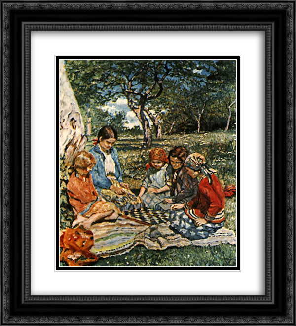 Summer Day 20x22 Black Ornate Wood Framed Art Print Poster with Double Matting by Bogdanov Belsky, Nikolay