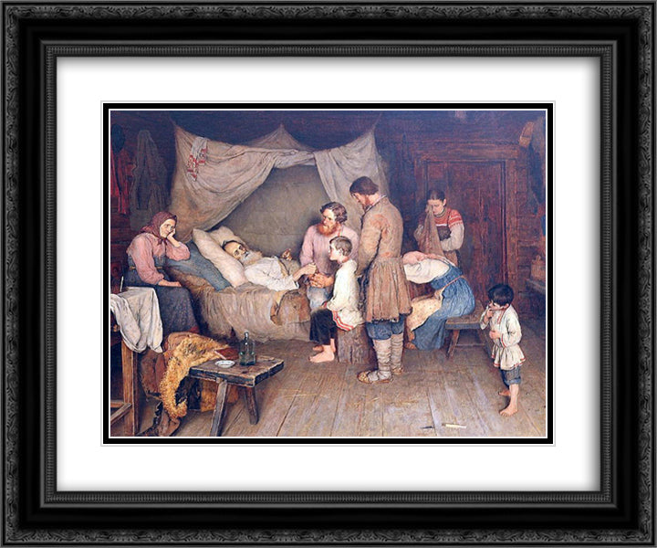 The Last Will 24x20 Black Ornate Wood Framed Art Print Poster with Double Matting by Bogdanov Belsky, Nikolay