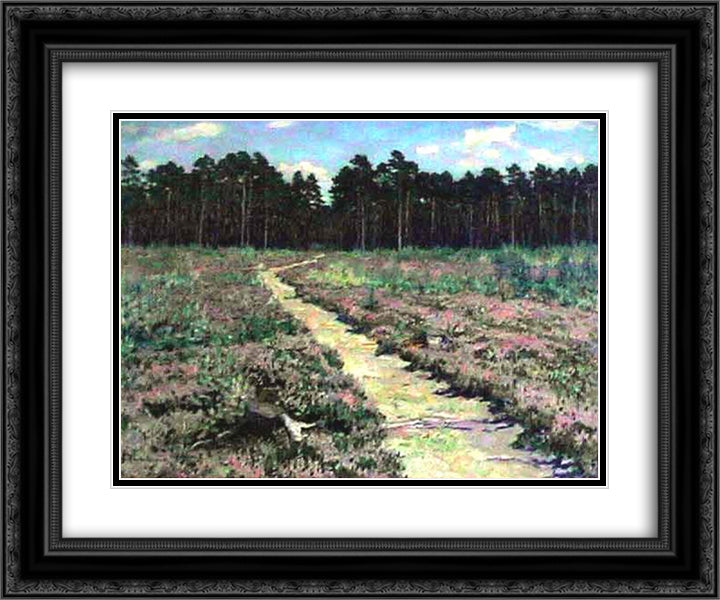 Wood Path in Spring 24x20 Black Ornate Wood Framed Art Print Poster with Double Matting by Bogdanov Belsky, Nikolay