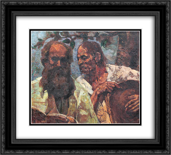 Confession of the Peasant (Composition with Self-Portrait) 22x20 Black Ornate Wood Framed Art Print Poster with Double Matting by Bancila, Octav
