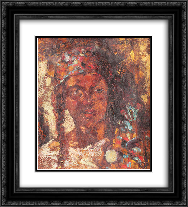 Gipsy Woman 20x22 Black Ornate Wood Framed Art Print Poster with Double Matting by Bancila, Octav