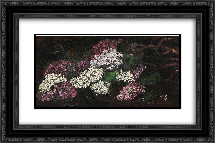 Lilac Boughs 24x16 Black Ornate Wood Framed Art Print Poster with Double Matting by Bancila, Octav