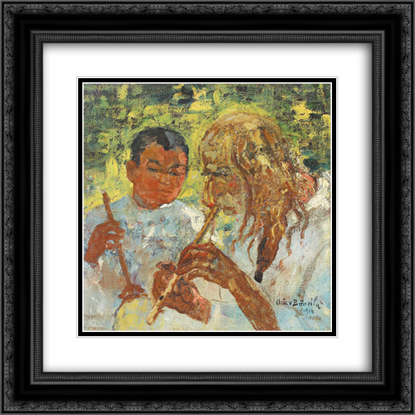 Music Lesson 20x20 Black Ornate Wood Framed Art Print Poster with Double Matting by Bancila, Octav
