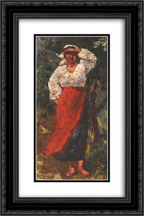 Peasant Woman 16x24 Black Ornate Wood Framed Art Print Poster with Double Matting by Bancila, Octav