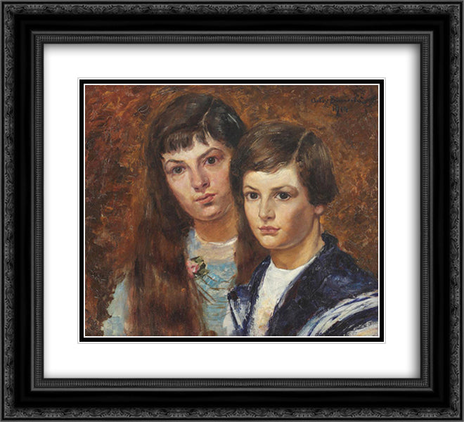 The Children of the Painter 22x20 Black Ornate Wood Framed Art Print Poster with Double Matting by Bancila, Octav