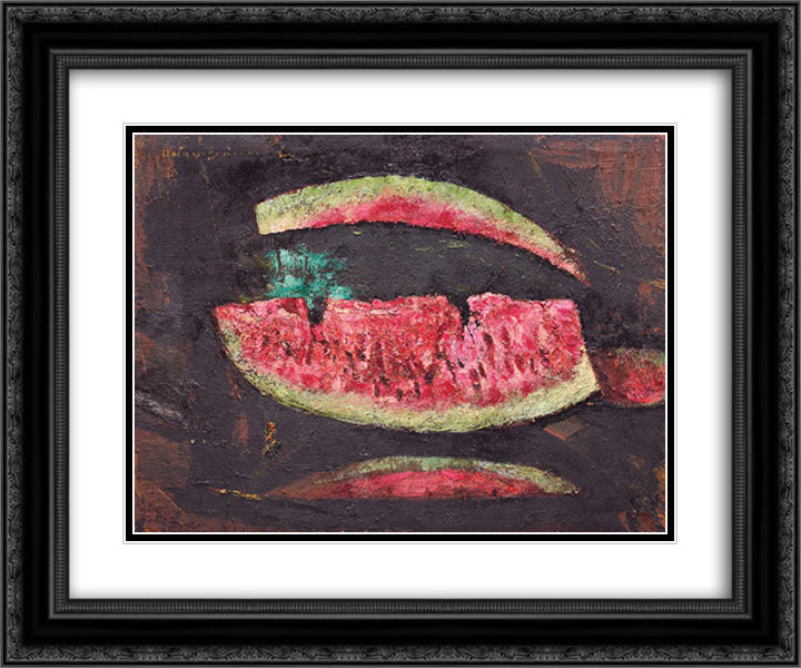 Watermelon 24x20 Black Ornate Wood Framed Art Print Poster with Double Matting by Bancila, Octav