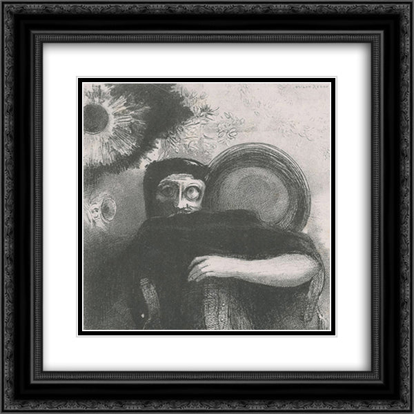 A strange Juggler 20x20 Black Ornate Wood Framed Art Print Poster with Double Matting by Redon, Odilon