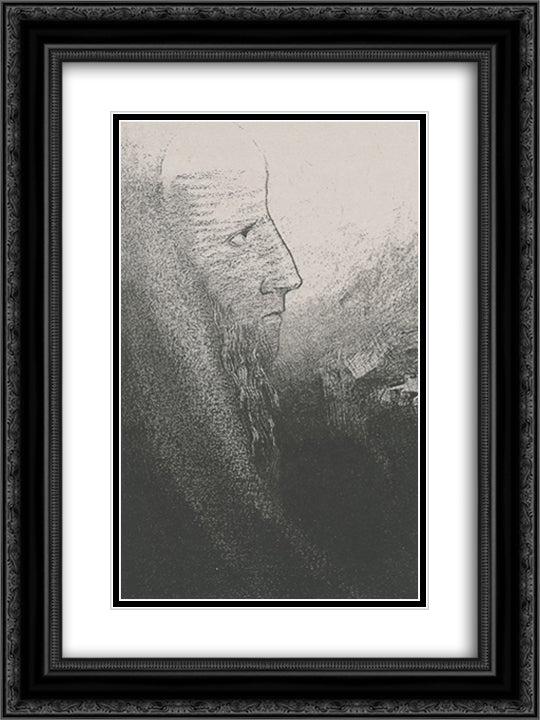 Anthony Help me, O my God! (plate 2) 18x24 Black Ornate Wood Framed Art Print Poster with Double Matting by Redon, Odilon