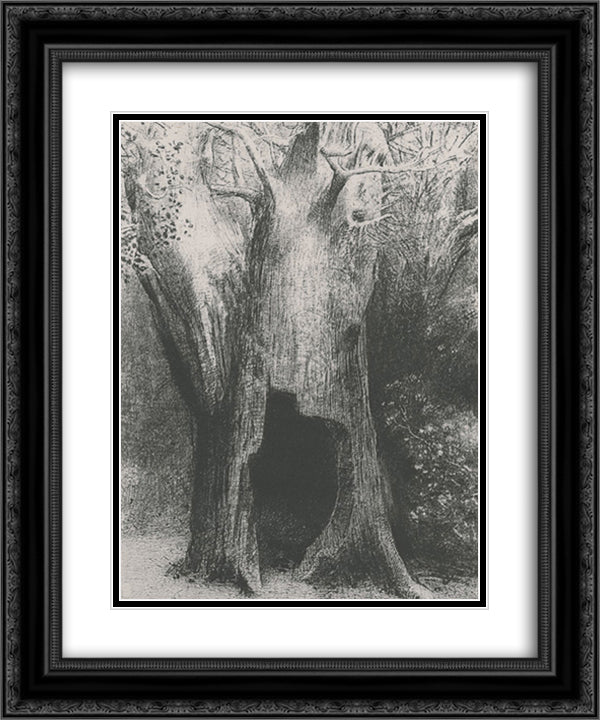 I plunged into solitude. I dwelt in the tree behind me. (plate 9) 20x24 Black Ornate Wood Framed Art Print Poster with Double Matting by Redon, Odilon