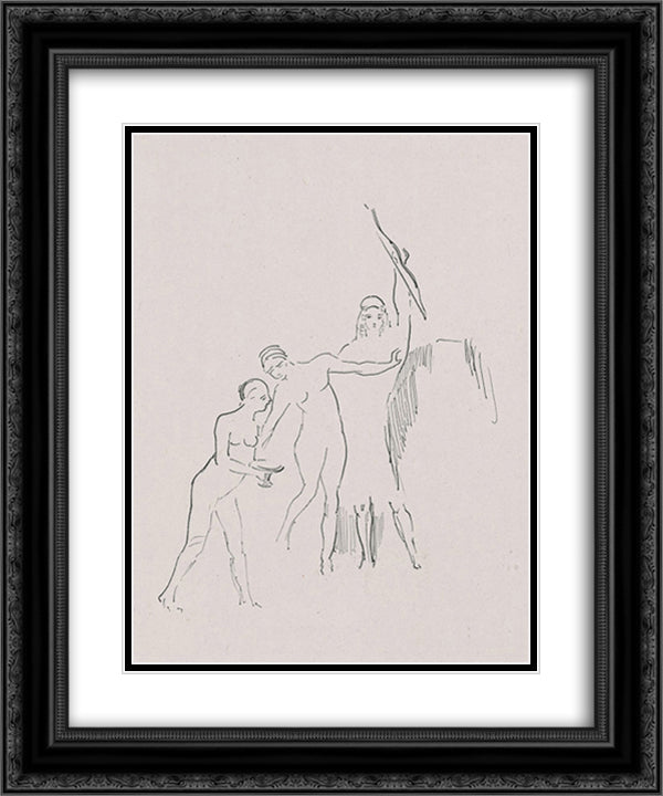 Immediately three goddesses arise (plate 11) 20x24 Black Ornate Wood Framed Art Print Poster with Double Matting by Redon, Odilon
