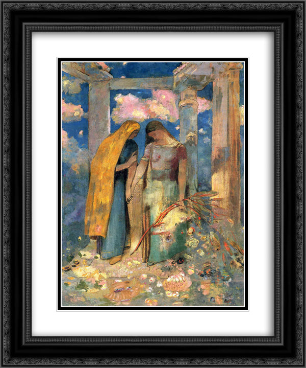 Mystical Conversation 20x24 Black Ornate Wood Framed Art Print Poster with Double Matting by Redon, Odilon