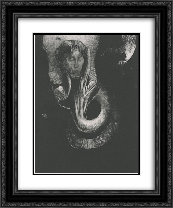 Oannes I, the first consciousness of chaos, arose from the abyss that I might harden matter, and give law unto forms (plate 14) 20x24 Black Ornate Wood Framed Art Print Poster with Double Matting by Redon, Odilon