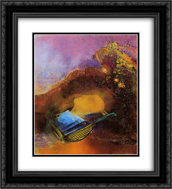 Orpheus 20x22 Black Ornate Wood Framed Art Print Poster with Double Matting by Redon, Odilon