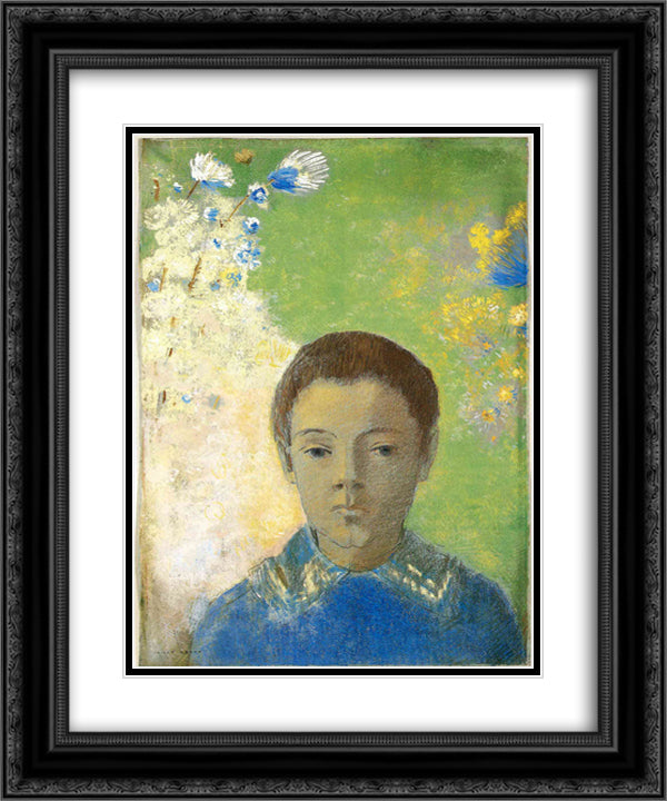 Portrait of Ari Redon 20x24 Black Ornate Wood Framed Art Print Poster with Double Matting by Redon, Odilon