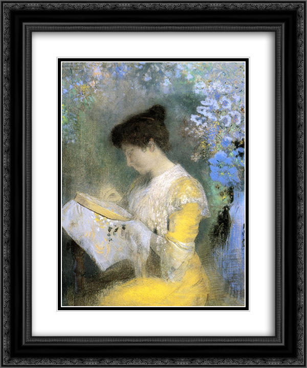 Portrait of Madame Arthur Fontaine 20x24 Black Ornate Wood Framed Art Print Poster with Double Matting by Redon, Odilon