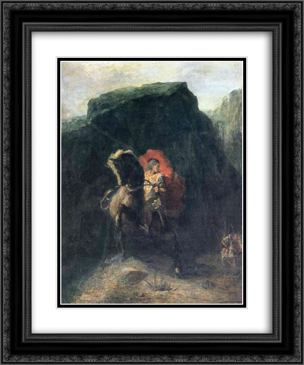 Roland at Roncesvalles 20x24 Black Ornate Wood Framed Art Print Poster with Double Matting by Redon, Odilon